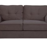 A loveseat in a classic design with chunky and sturdy cushions.