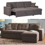 Coaster Gus Charcoal Chenille Upholstery Small Sectional Storage Chaise Sofa  Pull-Out Bed Sleeper with Track Arms