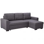 Poundex F6931 Bobkona Jassi Linen-Like Sectional with Pull-Out Bed and  Compartment,