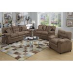Esofastore Dark Brown 3pc Microfiber Sofa Set Sofa Loveseat Chair Accent  Tufting Deep Plush Seating Living