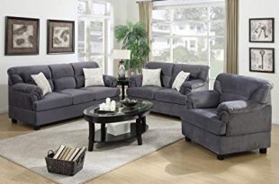 Image Unavailable. Image not available for. Color: 3Pcs Modern Grey  Microfiber Sofa Loveseat Chair Set