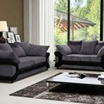 Dino Black & Grey Fabric Jumbo Cord Sofa Settee Couch 3+2 Seater SUPERB  VALUE