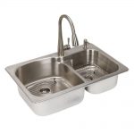 All-in-One Dual Mount Stainless Steel 33 in. 2-Hole Double Bowl Kitchen Sink
