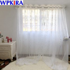 Modern White Silve Star Curtains Tulle Living Room Home Decor Sheer Window  Curtain Living Room Tulle Panels For Kitchen WP234-40