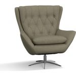 Wells Upholstered Swivel Armchair, Polyester Wrapped Cushions, Performance  Tweed Graphite