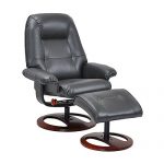 Montrose Oneida Black Leather Reclining Swivel Chair w/Ottoman