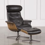 Amala Dark Grey Leather Reclining Swivel Chair & Ottoman - 360