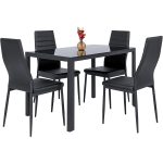 Traveller Location - Best Choice Products 5-Piece Kitchen Dining Table Set w/Glass  Tabletop, 4 Faux Leather Metal Frame Chairs for Dining Room, Kitchen,