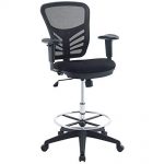 Modway Articulate Drafting Chair In Black - Reception Desk Chair - Tall  Office Chair For Adjustable