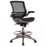 Flash Furniture Mid-Back Transparent Black Mesh Drafting Chair with Melrose  Gold Frame and Flip