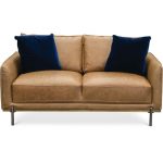 Mid-Century Modern Camel Brown Leather Loveseat - Marseille | RC Willey  Furniture Store