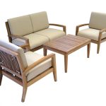 Traveller Location: Ohana Teak Patio Furniture 4-Seater Conversation Set with Beige  Cushions (4-seater-A): Garden & Outdoor