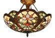 Docheer Stained Glass Tiffany Ceiling Fixture Lamp Semi Flush Mount