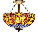 16C Tiffany Ceiling Light Fixture Semi Flush Ceiling Lamp 16 Inch