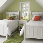View in gallery Bright green guest room featuring Brighton white bedding  from Crate&Barrel