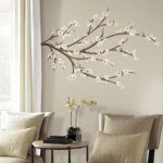 5 in. x 19 in. White Blossom Branch with Embellishments 31-Piece Peel