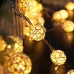 10 Rattan ball LED String Fairy Lights Outdoor Christmas Lights Home