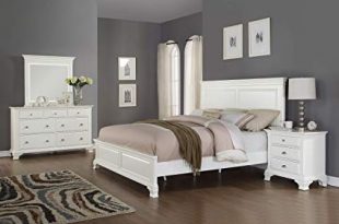 Roundhill Furniture B012KDMN Laveno 012 Wood Bed Room Set King White