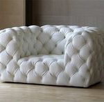 Exceptional Tufted Leather Sofa and Chair by Baxter. White Leather SofasTufted