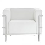 White Simple Large Leather Armchair