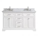 H Bath Vanity in White with Carrera Marble Vanity Top in White with White  Sink
