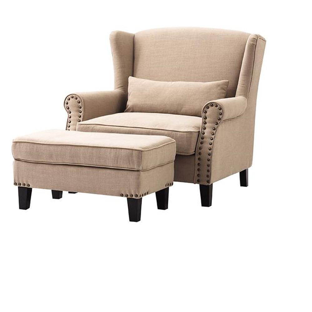 Home Decorators Collection Zoey Dark Beige Linen Arm Chair with Ottoman