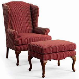 Sam Moore Annie Queen Anne Wing Chair and Ottoman | Dunk & Bright Furniture  | Chair & Ottoman