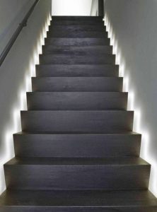 Stair tread lighting: I love the look of these LED light strips