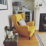 Strandmon Chair IKEA. Love this yellow beauty.