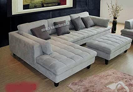 Grey Microfiber Sectional Sofa